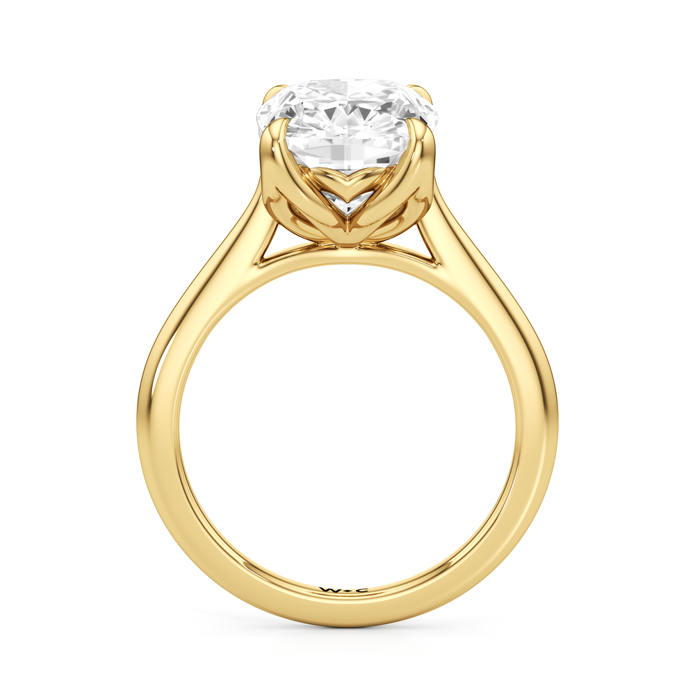 Famed Tulip Cathedral Ring with Elongated Cushion Cut Diamond in 14KT Yellow Gold view 5
