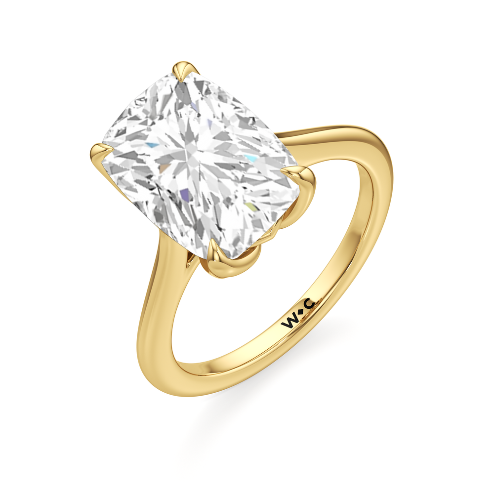 Famed Tulip Cathedral Ring with Elongated Cushion Cut Diamond in 14KT Yellow Gold view 6
