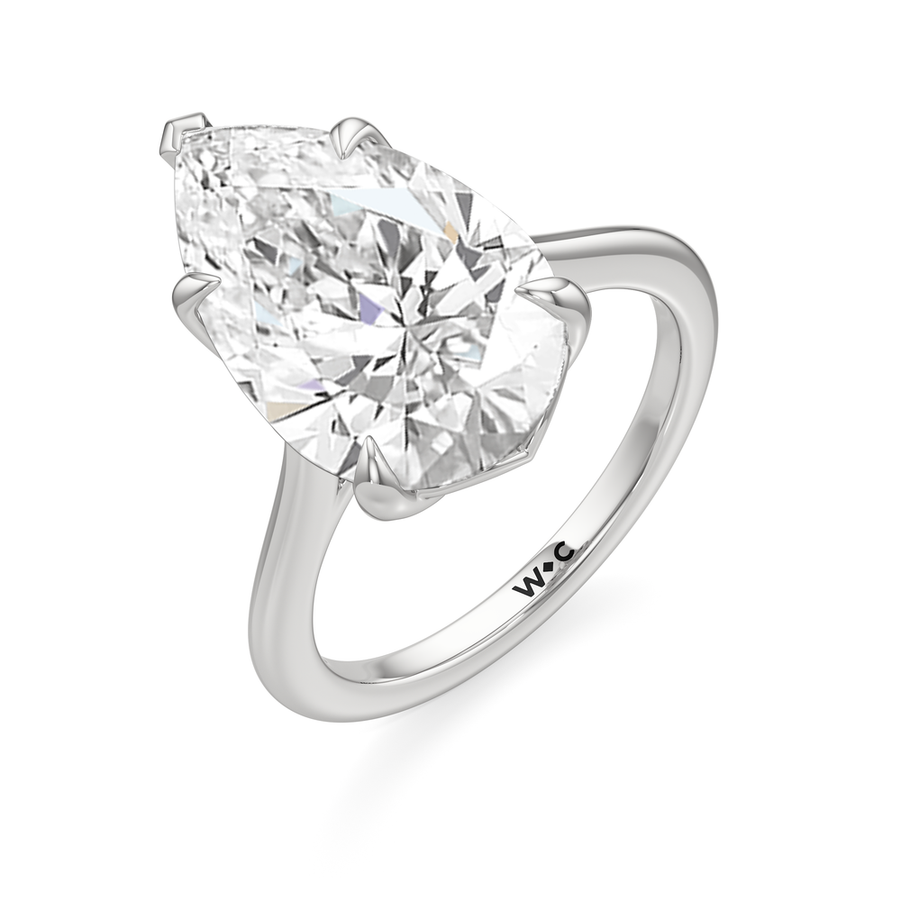 Famed Tulip Cathedral Ring with Pear Cut Diamond in 14KT Platinum view 6

