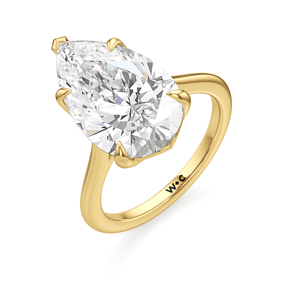 Famed Tulip Cathedral Ring with Pear Cut Diamond in 14KT Yellow Gold view 6
