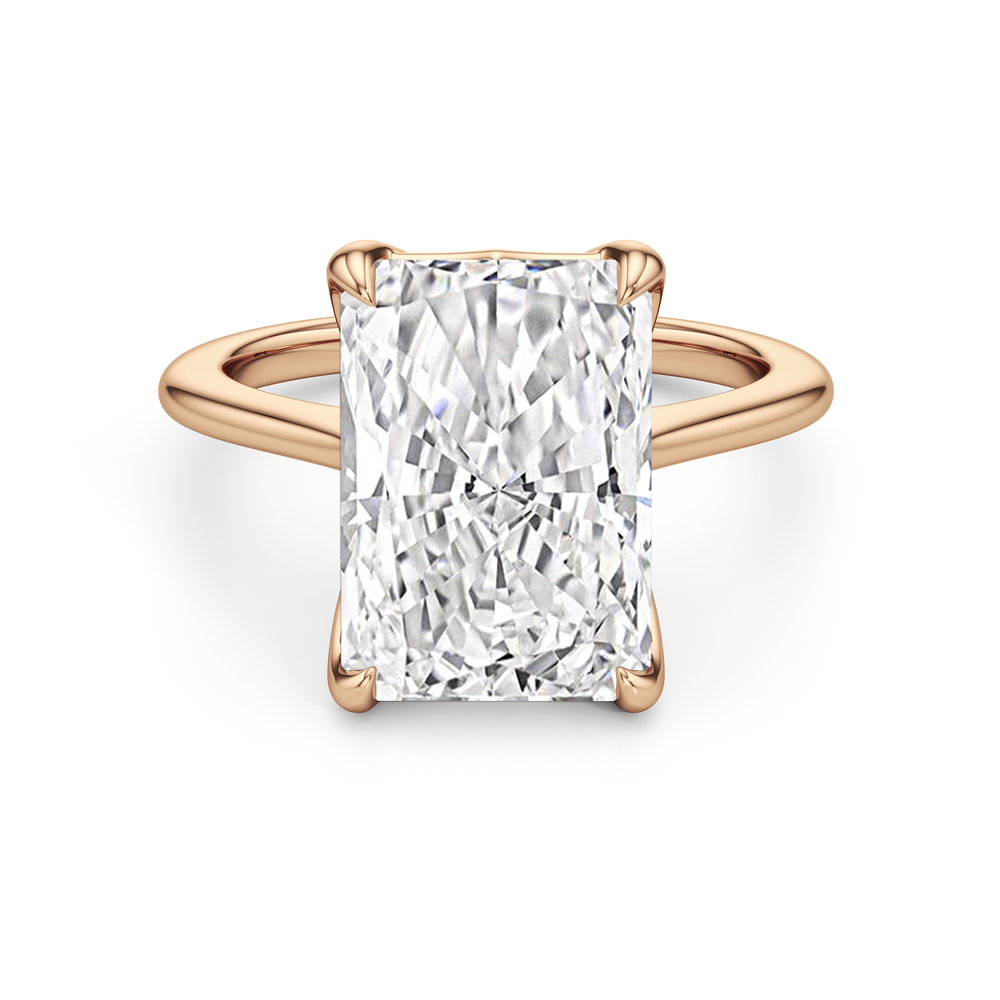 Famed Tulip Cathedral Ring with Elongated Cushion Cut Diamond in 14KT Rose Gold view 17
