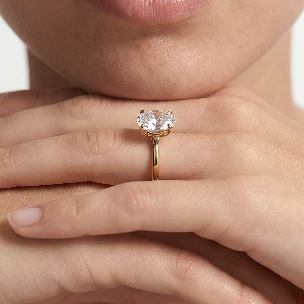 Famed Tulip Cathedral Ring with Elongated Cushion Cut Diamond in 14KT Rose Gold view 13
