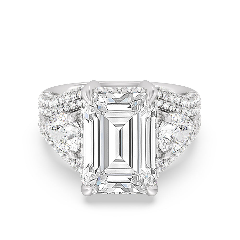 Text-1502284EML with Emerald Cut Diamond in 14KT White Gold view 1
