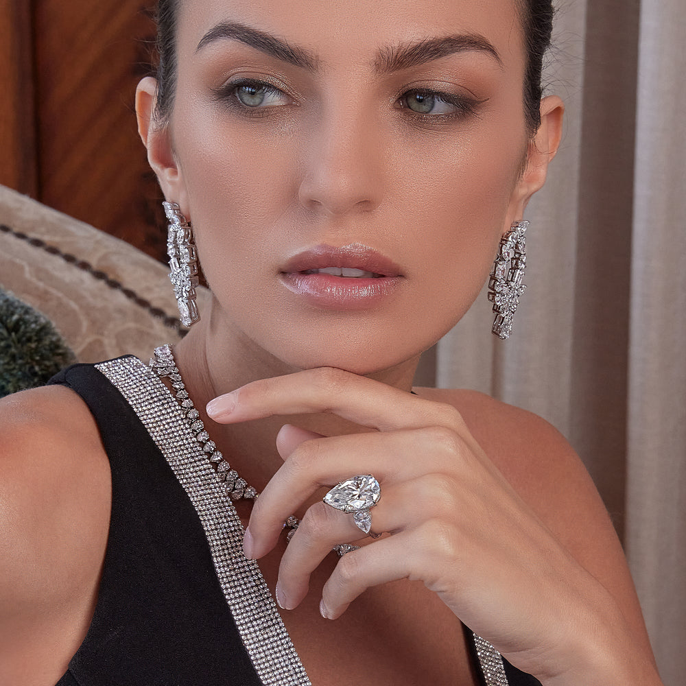 Model Wearing The Goya Ring with Lab Grown Diamond view