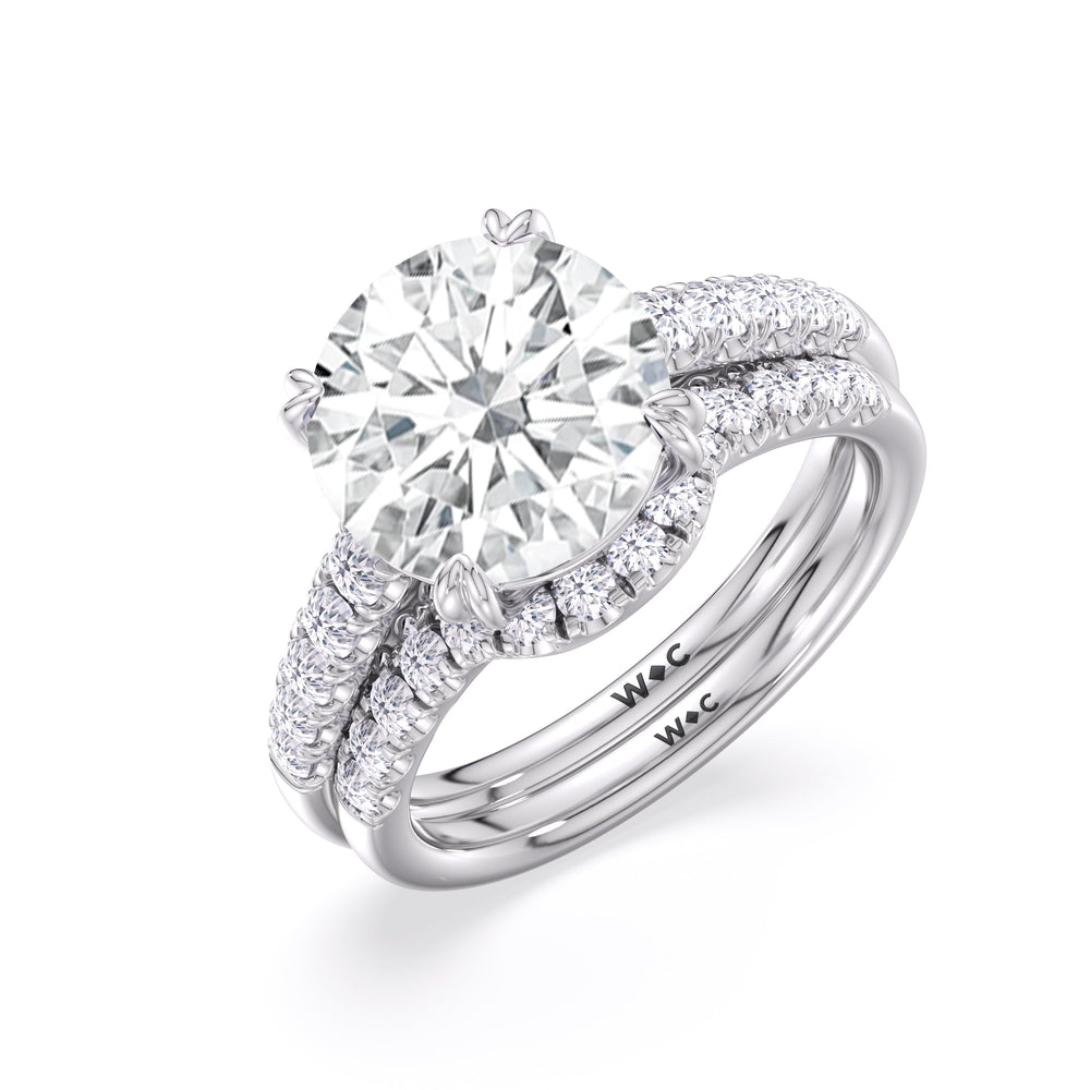 Elegance Tapered Accent Bridge Engagement Ring with Oval Cut Diamond in 14KT Platinum view 6
