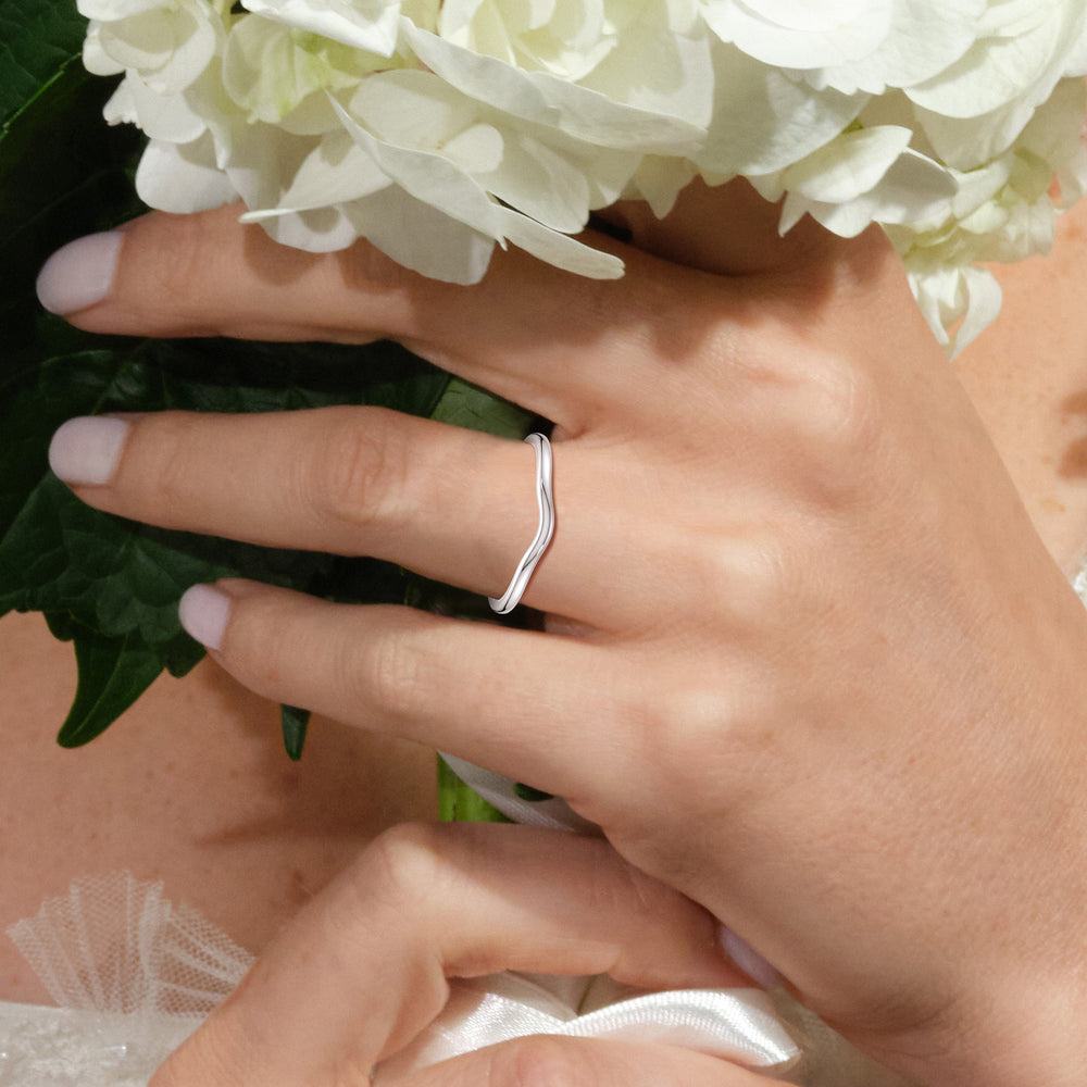 Model Wearing Fine Trio Cluster Wedding Band view