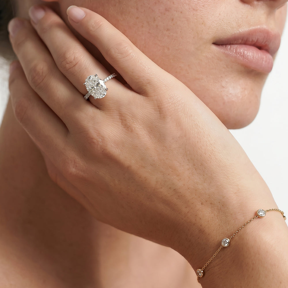 Fine Vela Classic Pave Diamond Engagement Ring with Cushion Cut Diamond in 14KT Yellow Gold view 4
