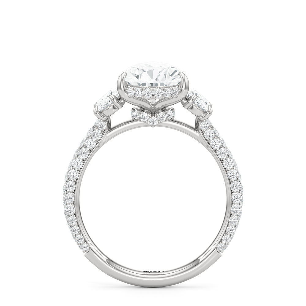 The Belle Three Stone Engagement Ring with Pear Cut Diamond in 14KT Platinum view 2
