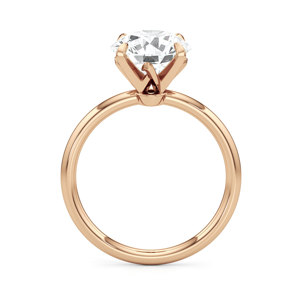 The W Classic Engagement Ring with Round Cut Diamond in 14KT Rose Gold view 3
