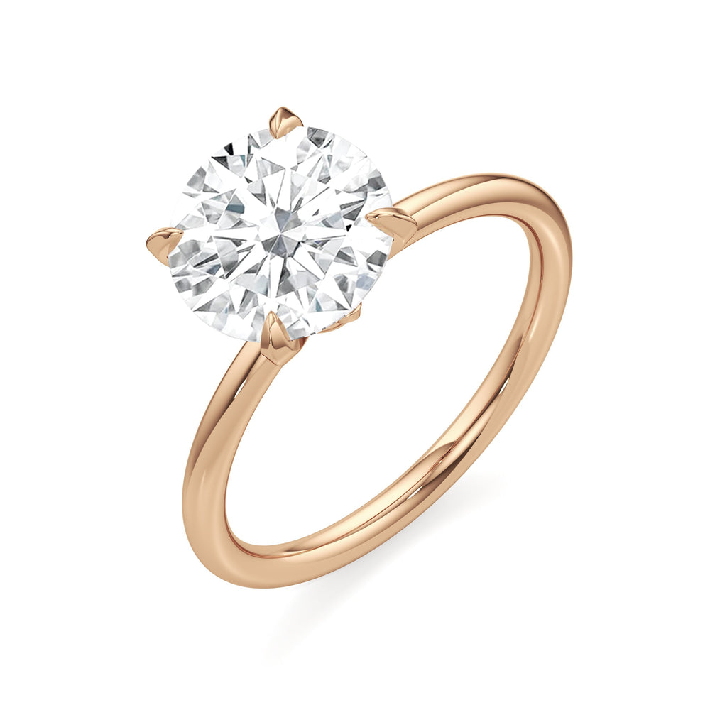 The W Classic Engagement Ring with Round Cut Diamond in 14KT Rose Gold view 4
