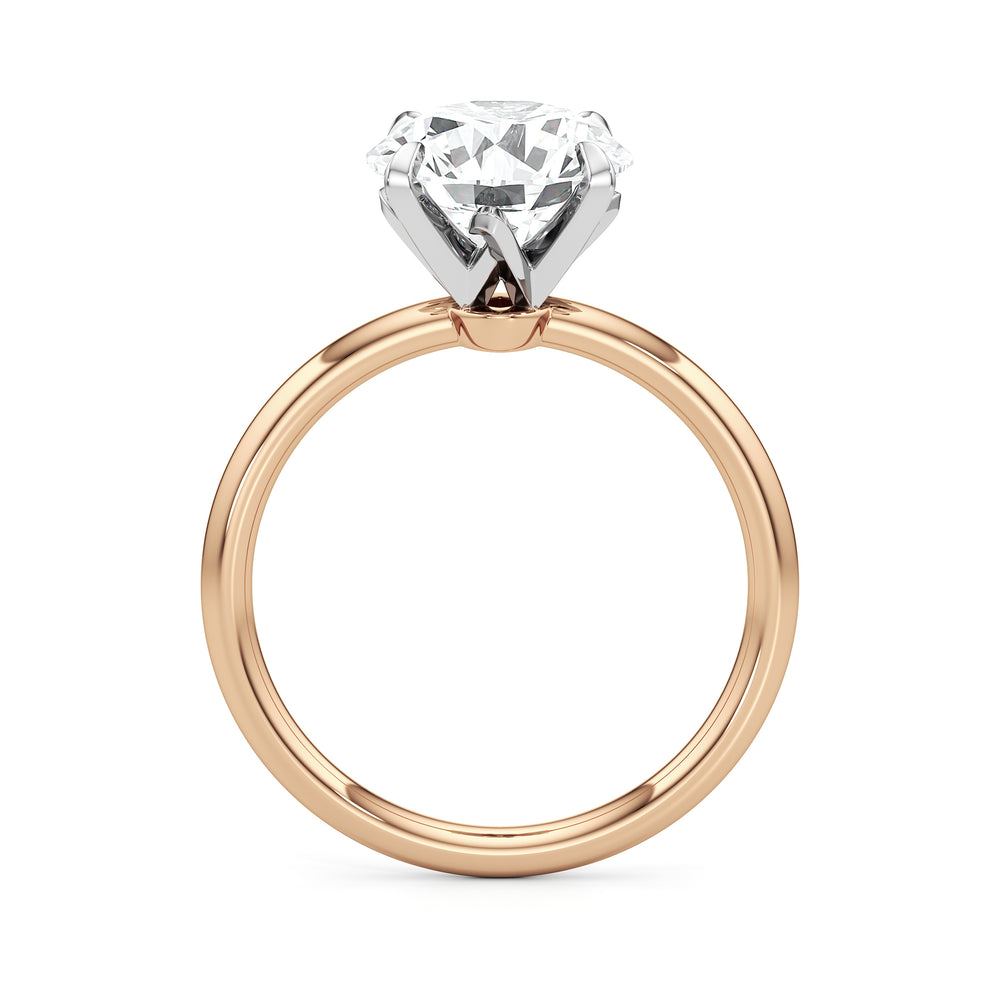 The W Classic Engagement Ring with Round Cut Diamond in 14KT Rose Gold & Platinum view 3

