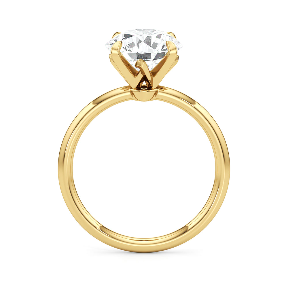 The W Classic Engagement Ring with Round Cut Diamond in 14KT Yellow Gold view 3

