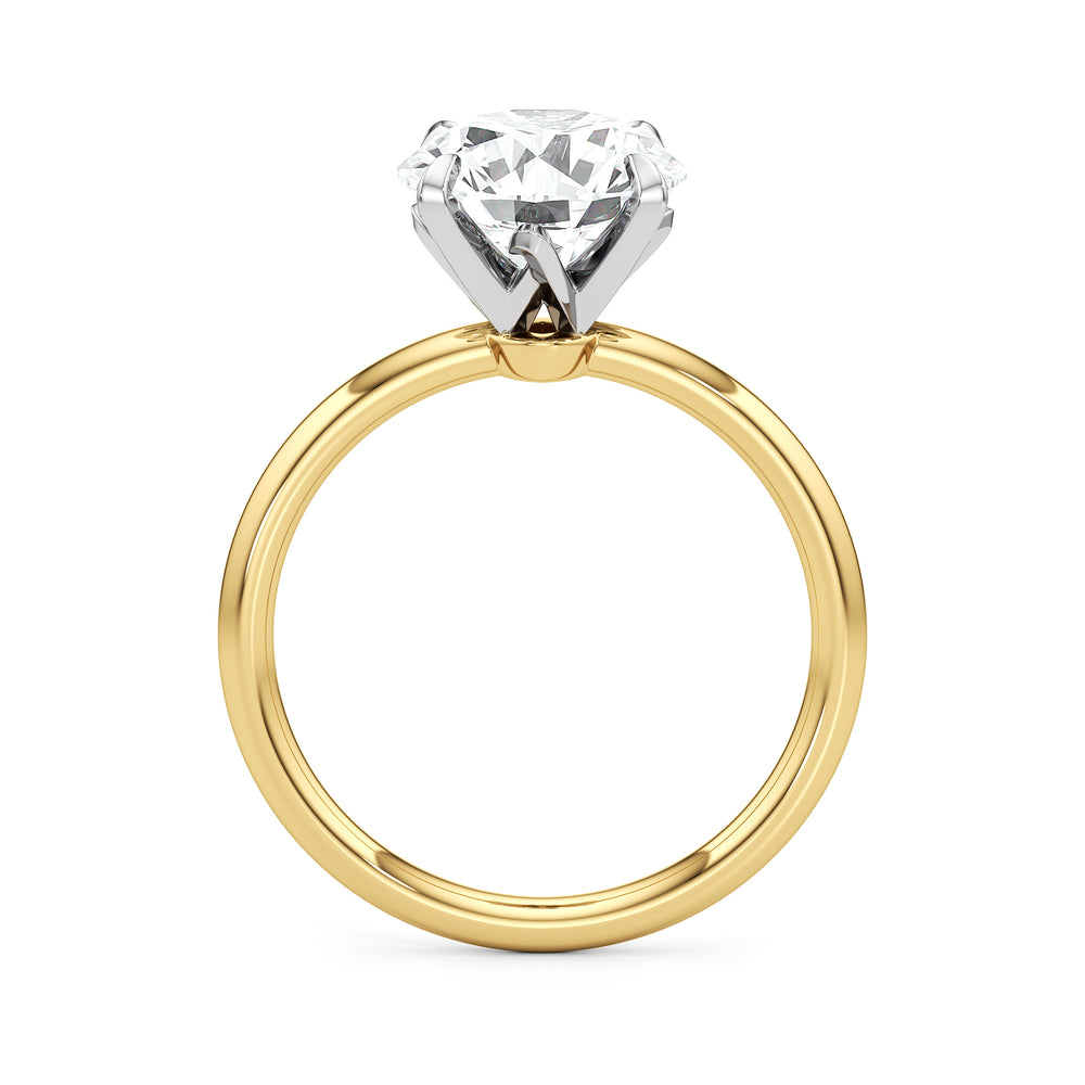 The W Classic Engagement Ring with Round Cut Diamond in 14KT Yellow Gold & Platinum view 3
