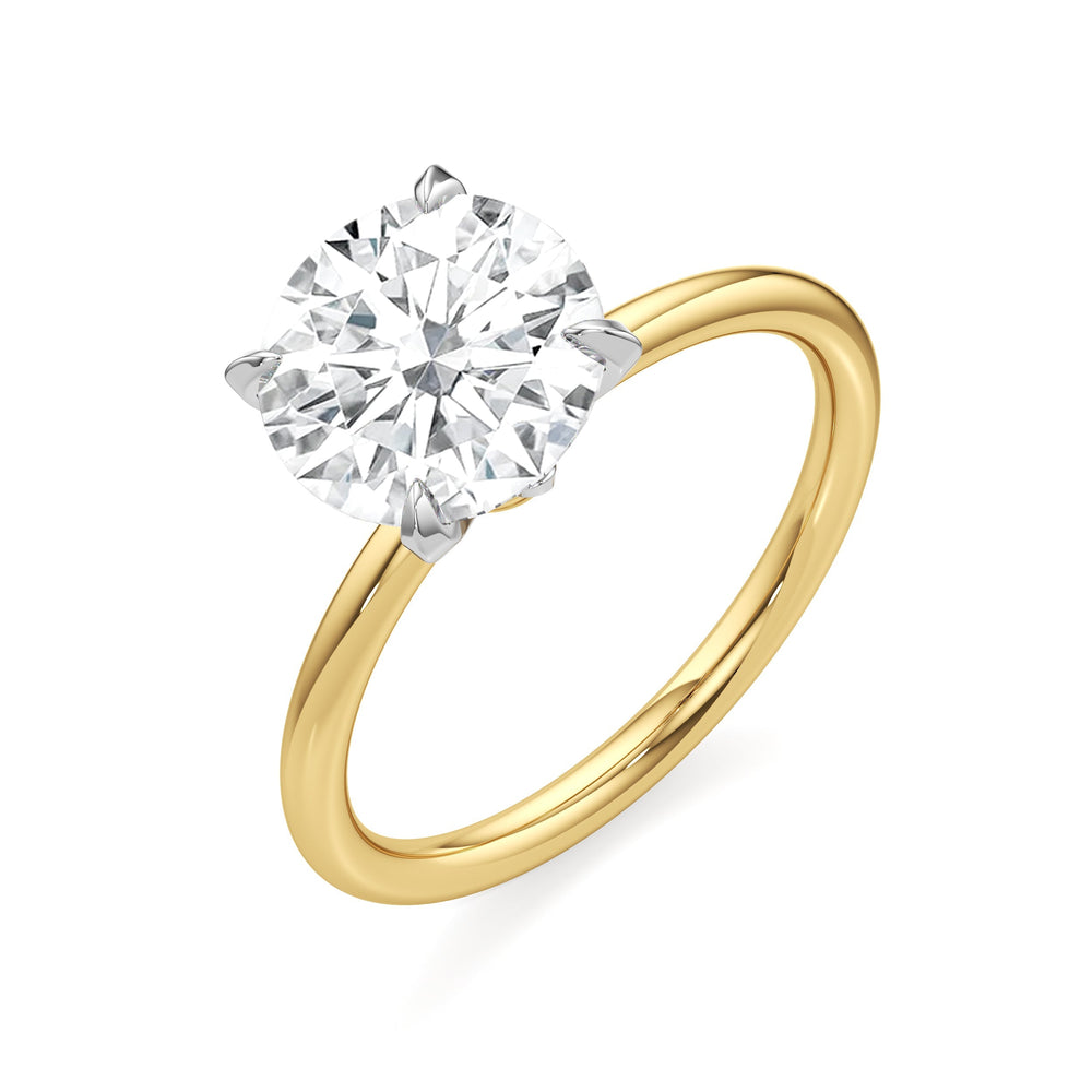 The W Classic Engagement Ring with Round Cut Diamond in 14KT Yellow Gold & Platinum view 7
