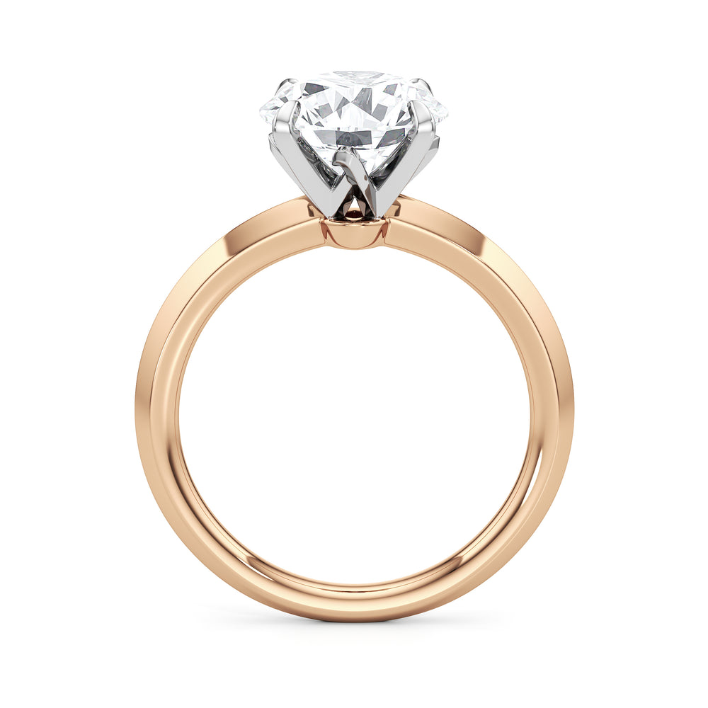 The W Evolution Engagement Ring with Round Cut Diamond in 14KT Rose Gold & Platinum view 3
