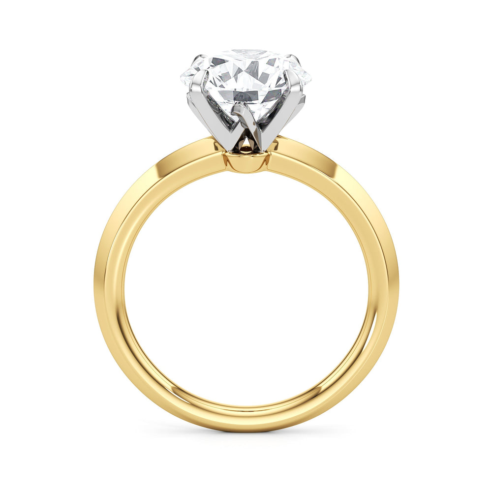 The W Evolution Engagement Ring with Round Cut Diamond in 14KT Yellow Gold & Platinum view 6
