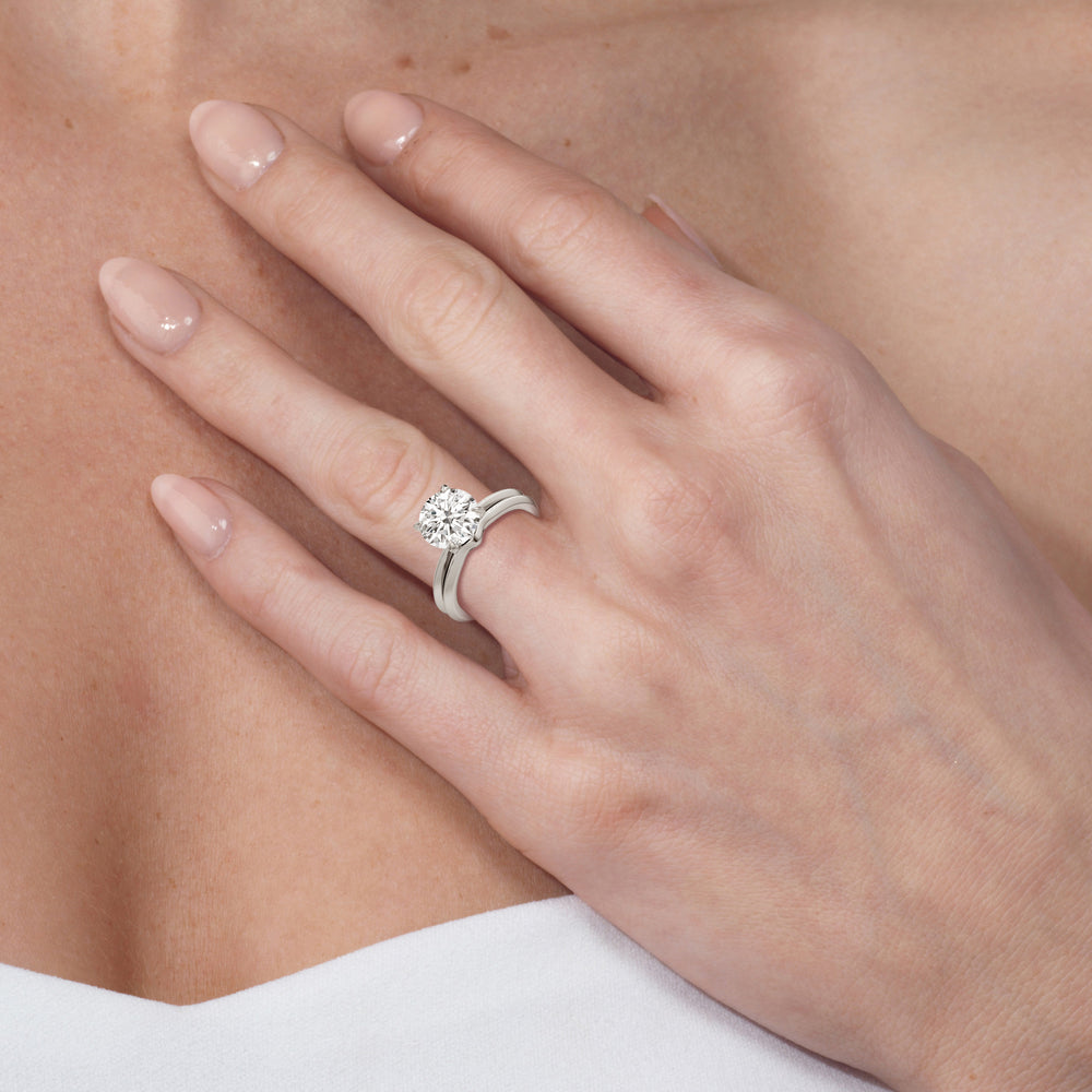 Model Wearing The W Evolution Wedding Band view