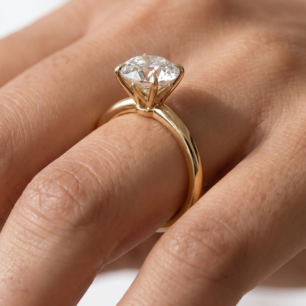 The W Evolution Engagement Ring with Round Cut Diamond in 14KT Yellow Gold view 3
