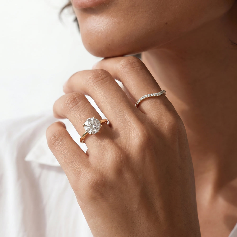 The W Evolution Engagement Ring with Oval Cut Diamond in 14KT Yellow Gold & Platinum view 5
