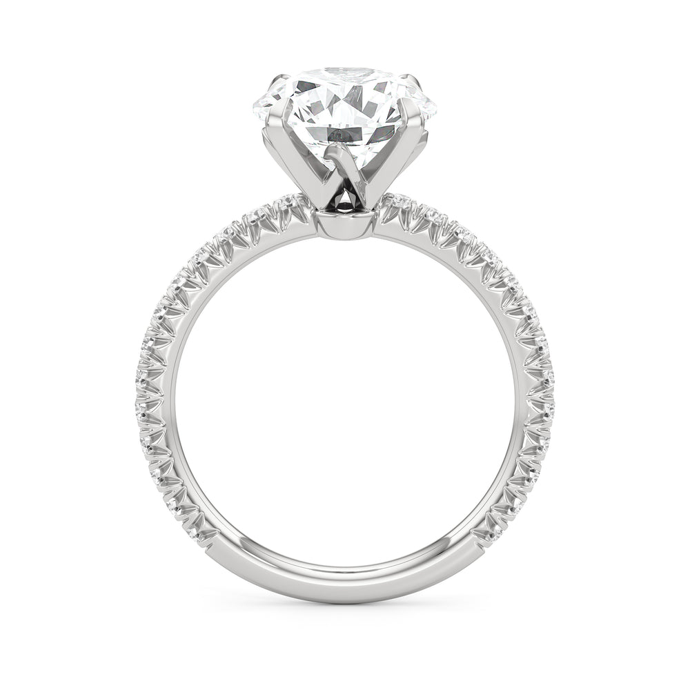 The W Pavé Engagement Ring with Round Cut Diamond in 14KT Platinum view 3

