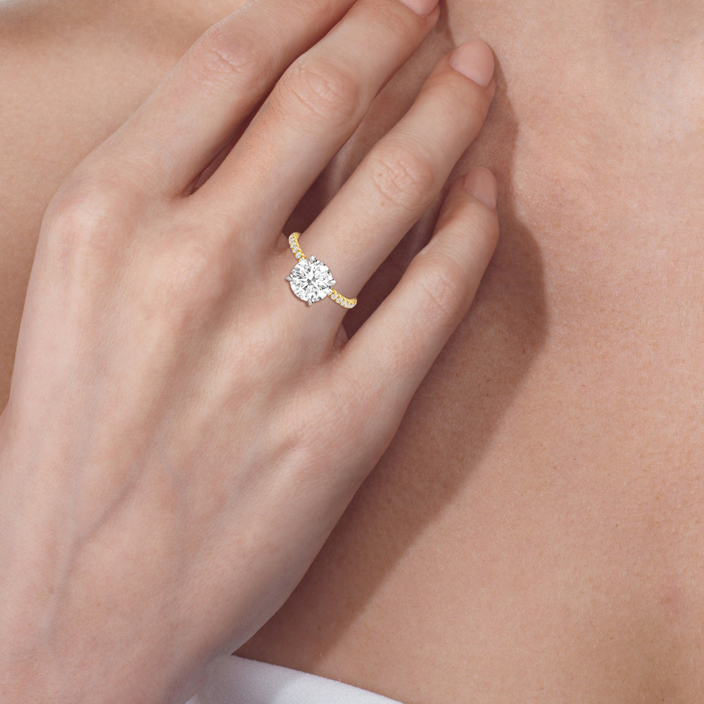 Model Wearing The W Pavé Engagement Ring view