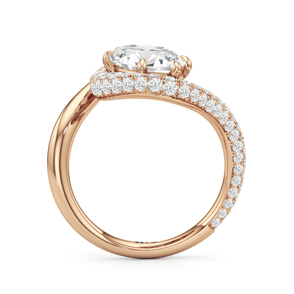 The Crest Engagement Ring with Marquise Cut Diamond in 14KT Rose Gold view 2
