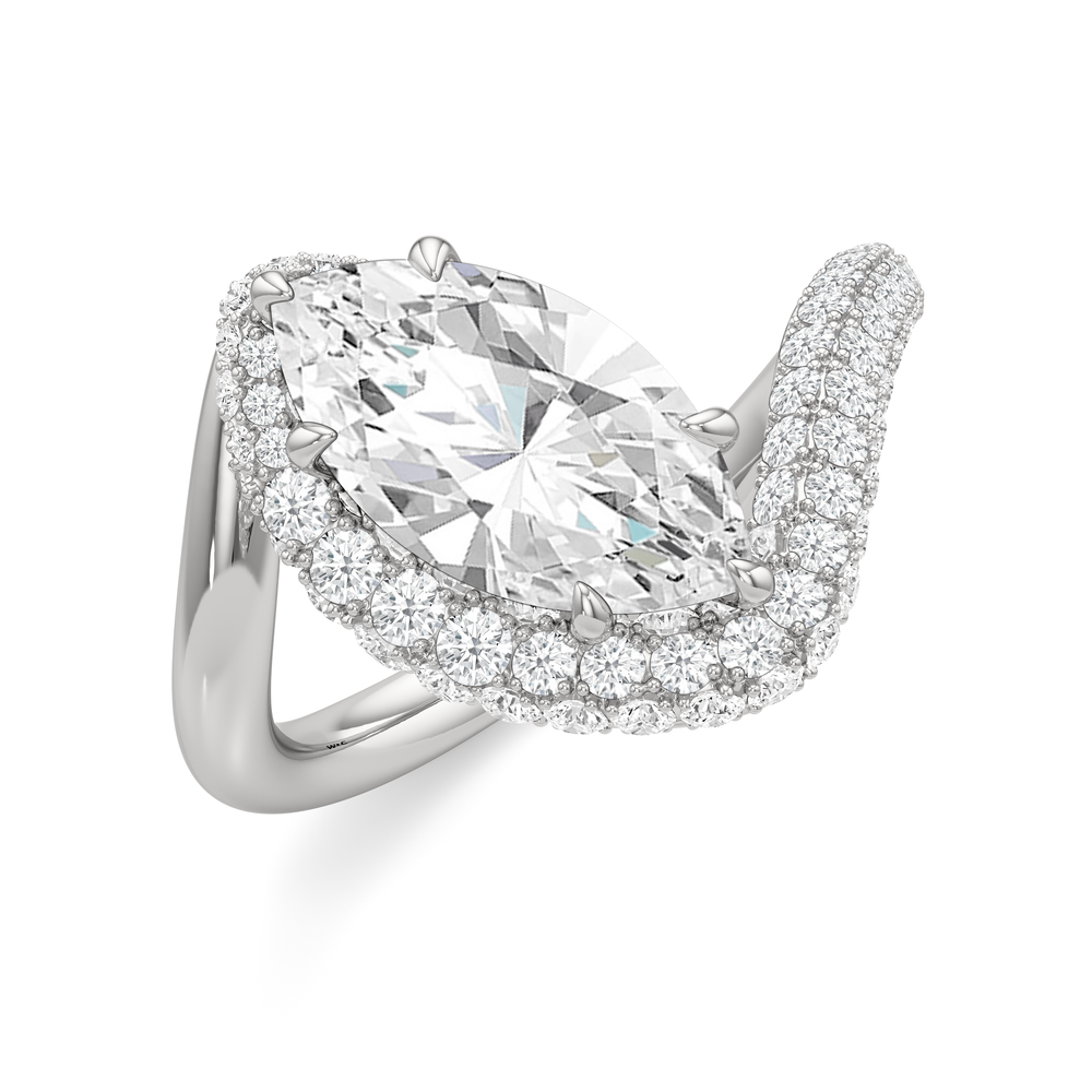 The Crest Engagement Ring with Marquise Cut Diamond in 14KT Platinum view 3
