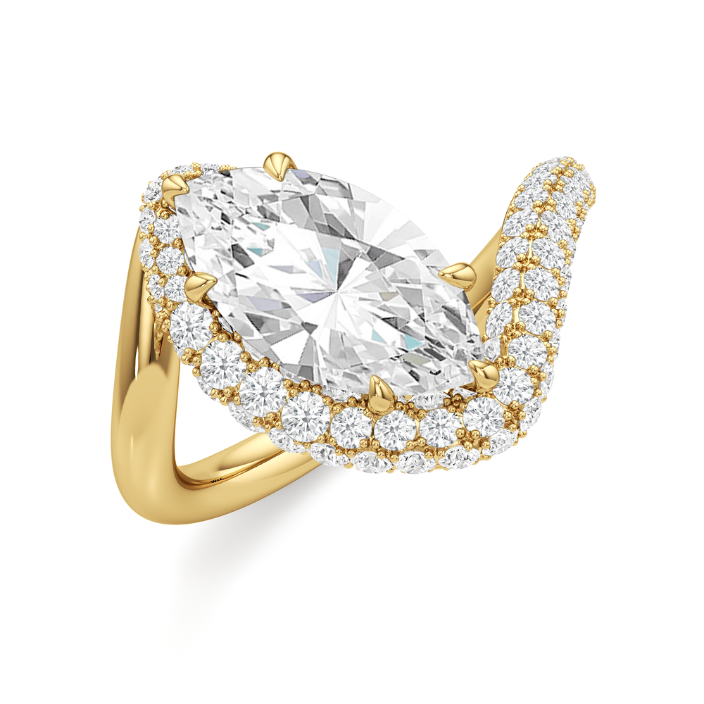 The Crest Engagement Ring with Marquise Cut Diamond in 14KT Yellow Gold view 3
