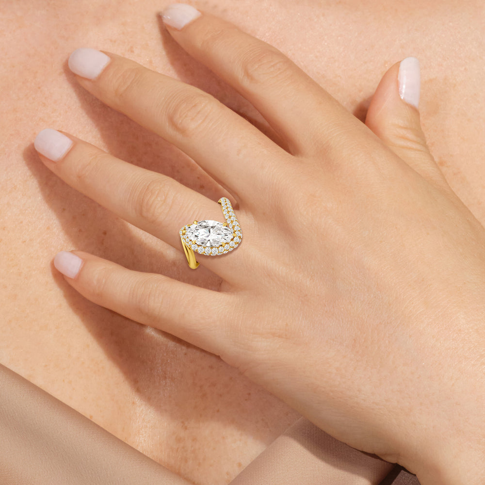 Model Wearing The Crest Engagement Ring view