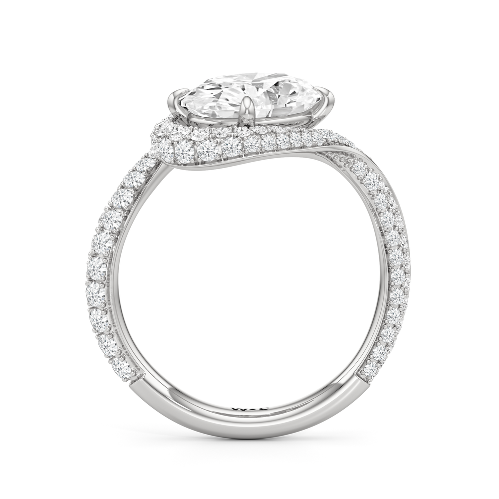 The Cascade Engagement Ring with Oval Cut Diamond in 14KT Platinum view 2

