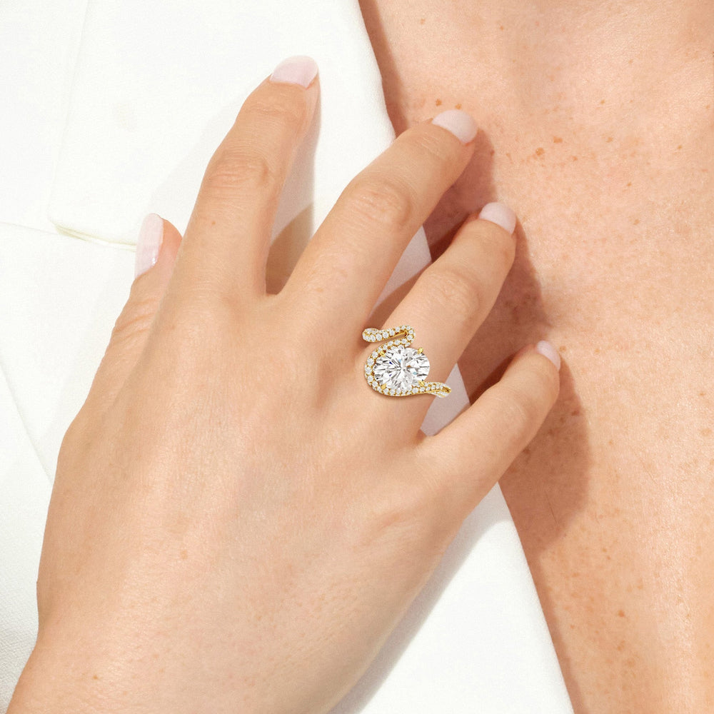 Model Wearing The Cascade Engagement Ring view
