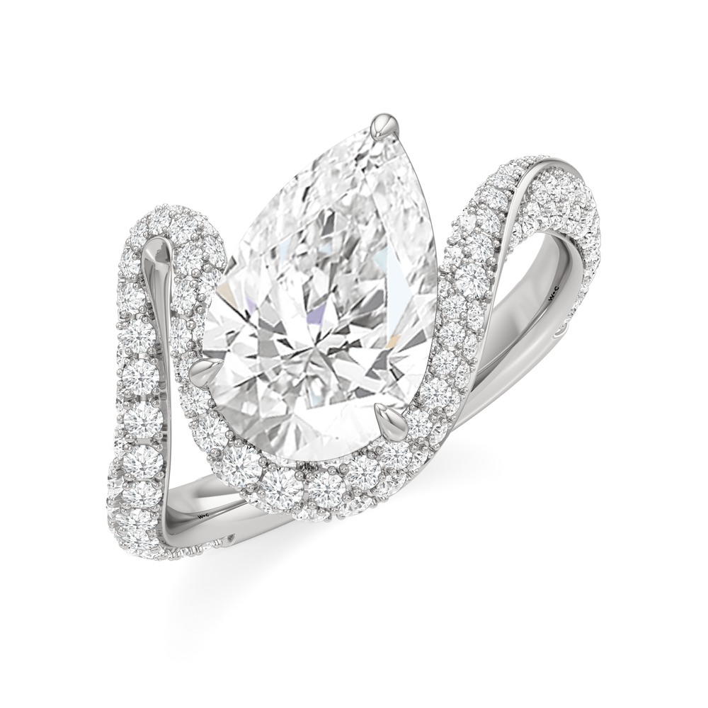 The Cascade Engagement Ring with Pear Cut Diamond in 14KT Platinum view 3
