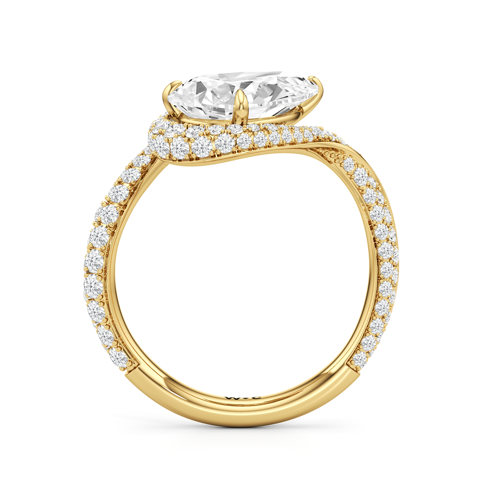 The Cascade Engagement Ring with Pear Cut Diamond in 14KT Yellow Gold view 2
