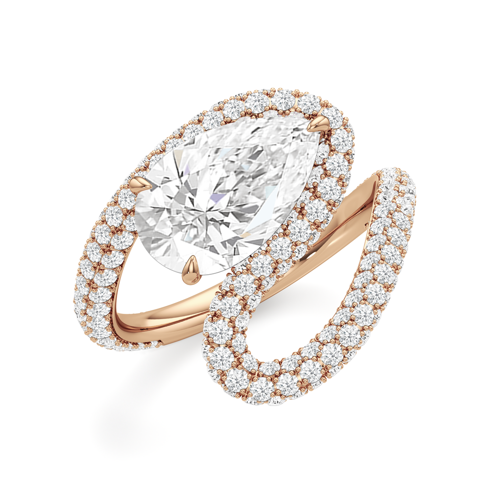 The Marina Engagement Ring with Pear Cut Diamond in 14KT Rose Gold view 3

