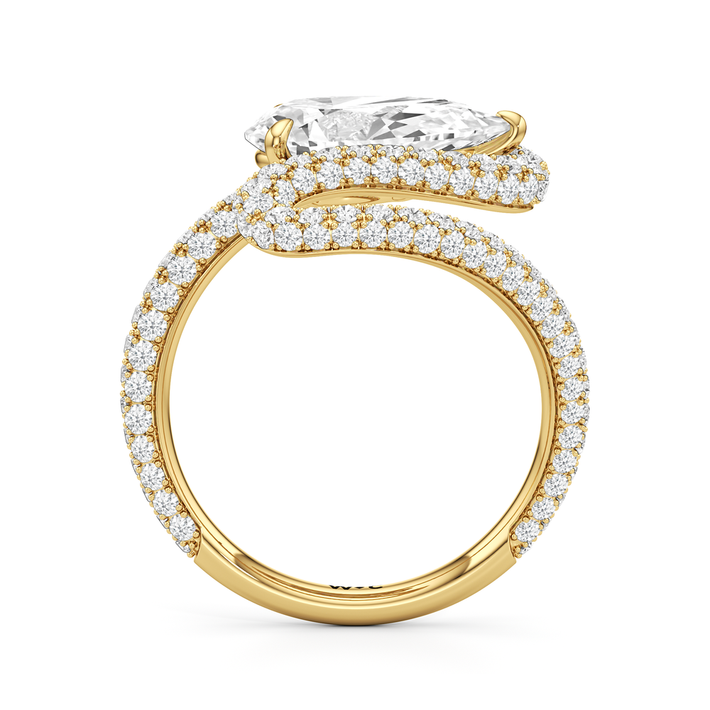The Marina Engagement Ring with Pear Cut Diamond in 14KT Yellow Gold view 2
