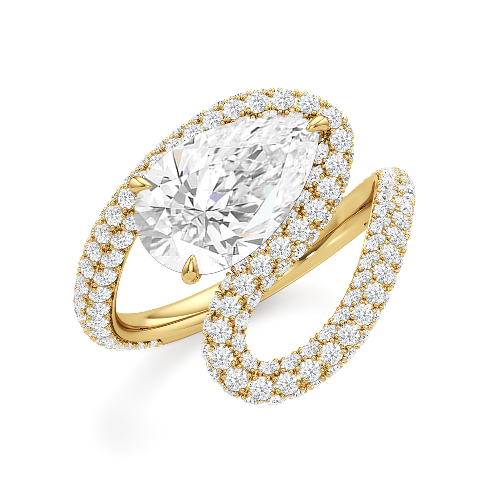 The Marina Engagement Ring with Pear Cut Diamond in 14KT Yellow Gold view 3
