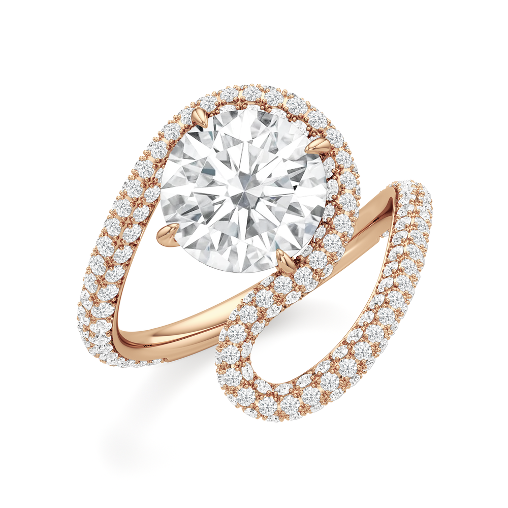 The Marina Engagement Ring with Round Cut Diamond in 14KT Rose Gold view 3
