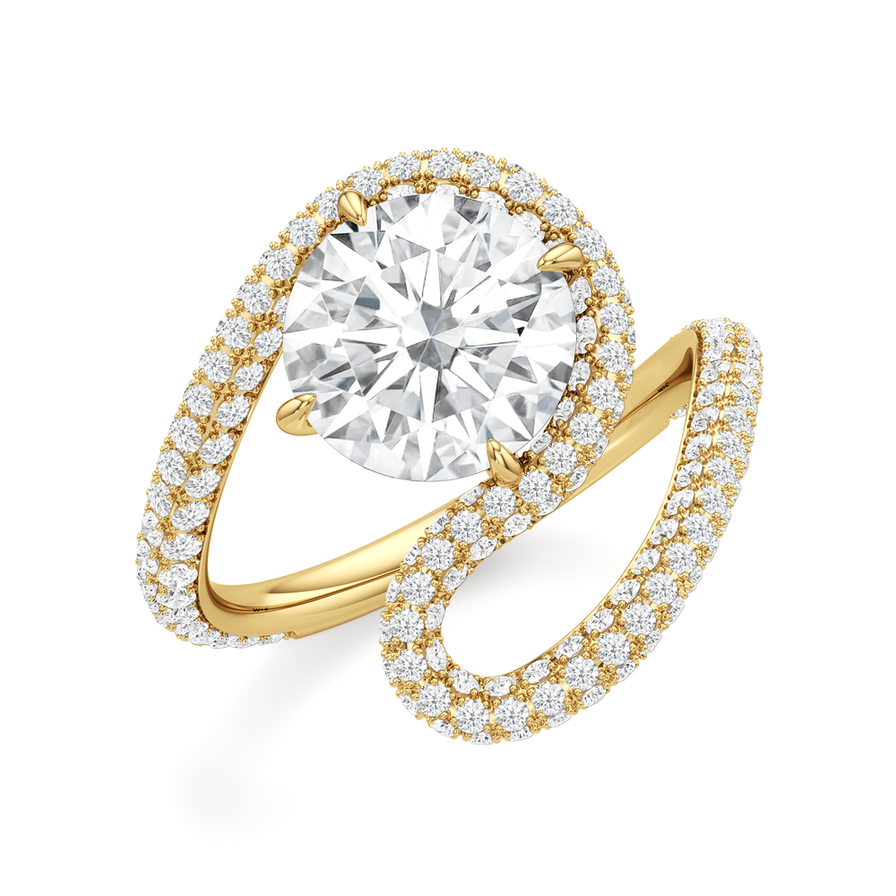 The Marina Engagement Ring with Round Cut Diamond in 14KT Yellow Gold view 3
