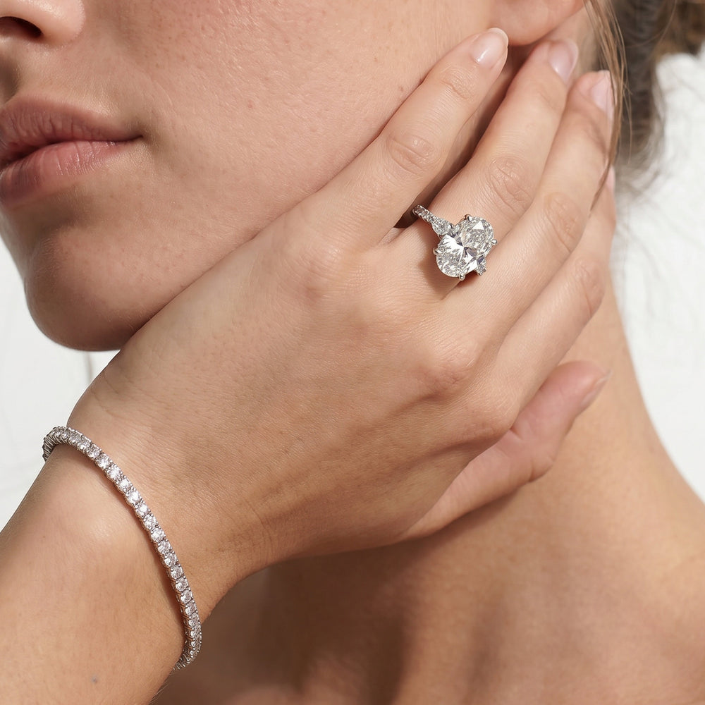 The Cassatt Pear Three Stone Engagement Ring with Pear Cut Diamond in 14KT Yellow Gold view 3
