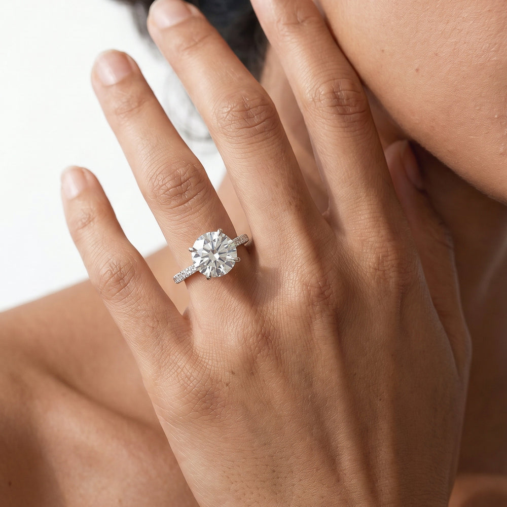 The W Icon Engagement Ring with Princess Cut Diamond in 14KT Yellow Gold view 3
