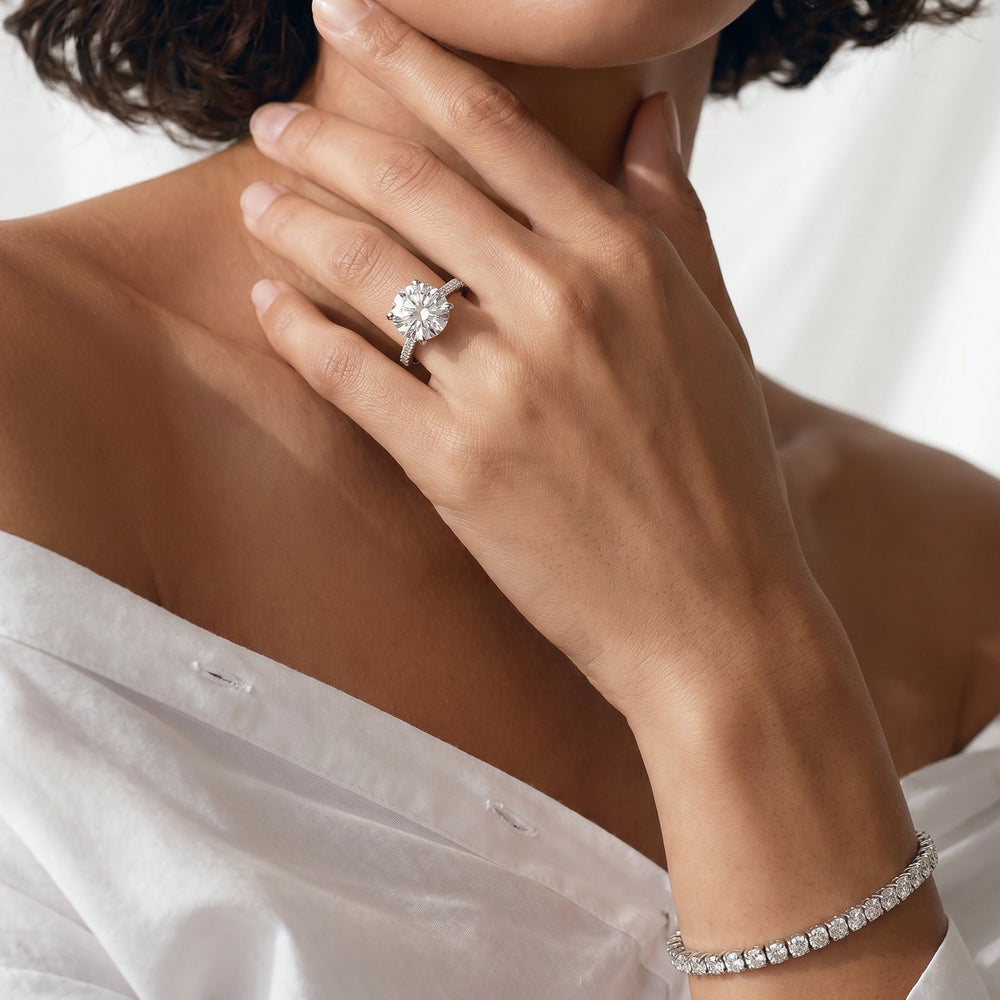The W Icon Engagement Ring with Round Cut Diamond in 14KT Platinum view 4
