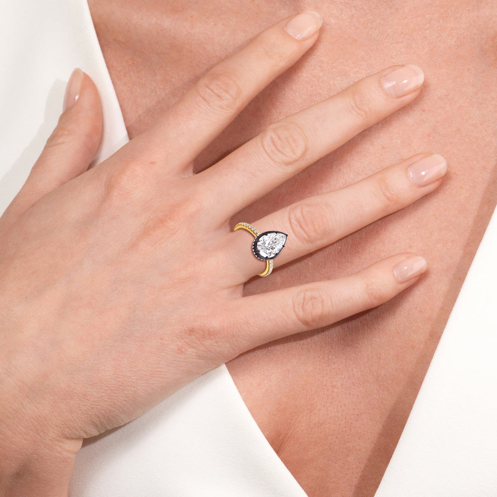 Model Wearing The Fleuron Engagement Ring view