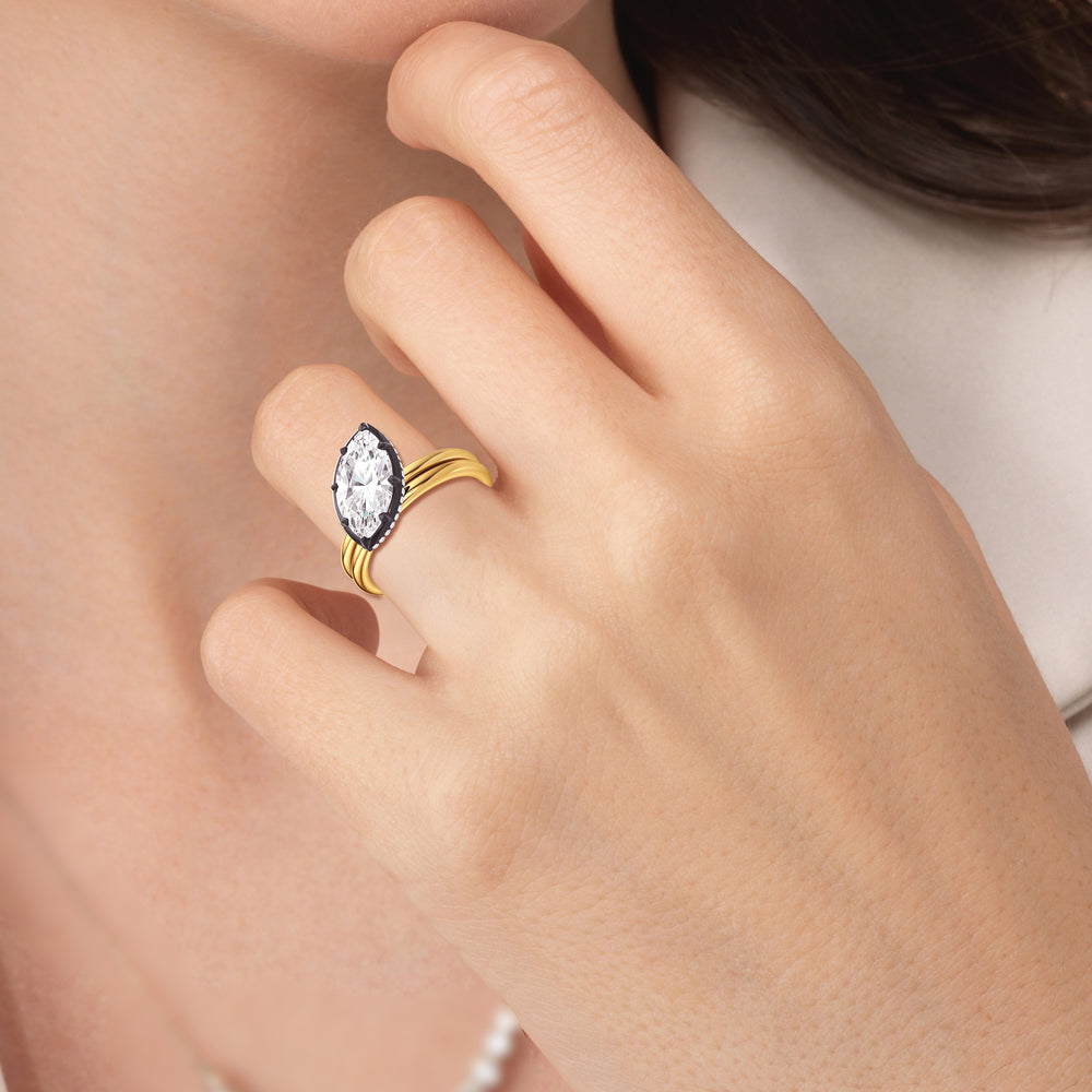 Model Wearing Lilt Wedding Band view