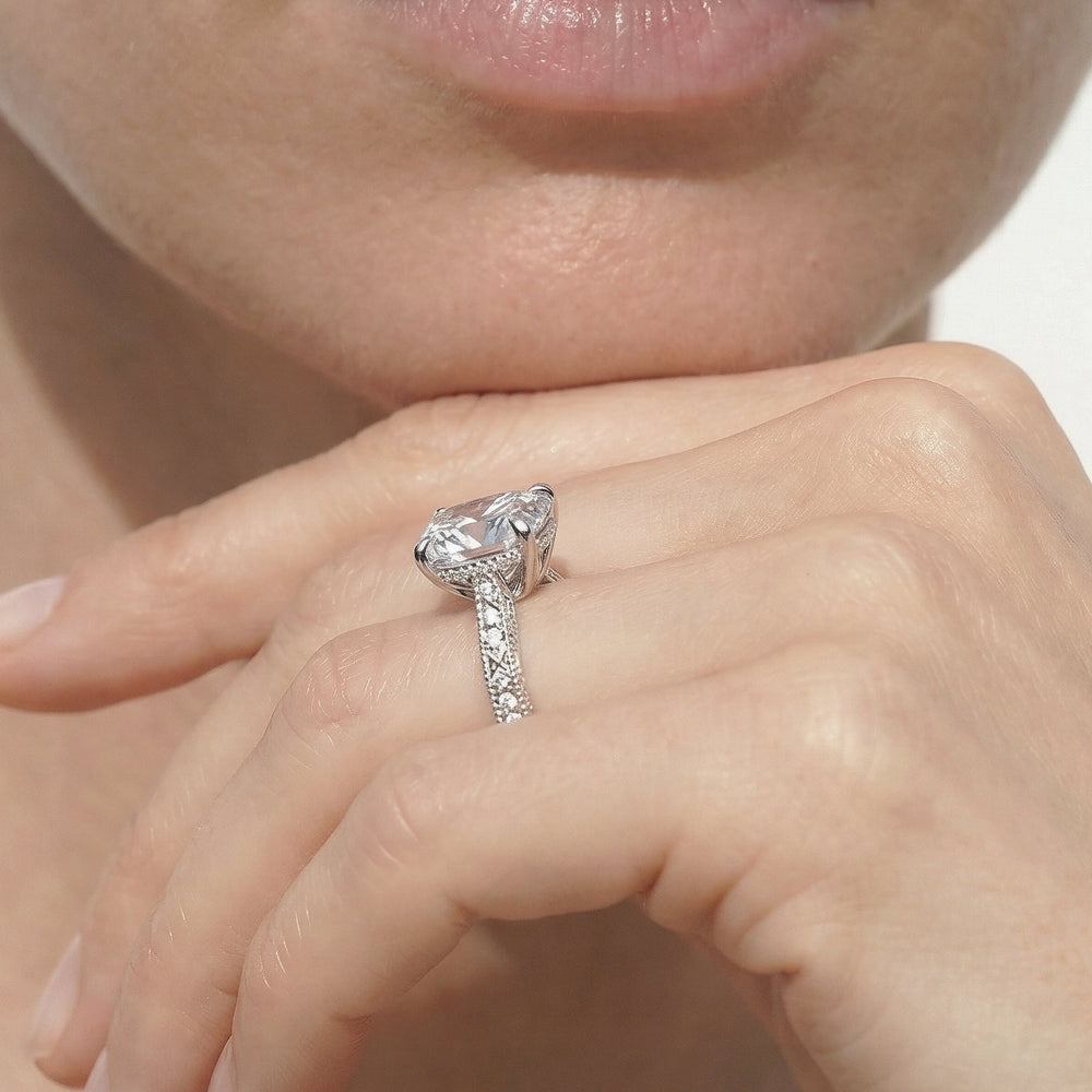 The Seraphine Low-Profile Ring with Emerald Cut Diamond in 14KT Yellow Gold view 4
