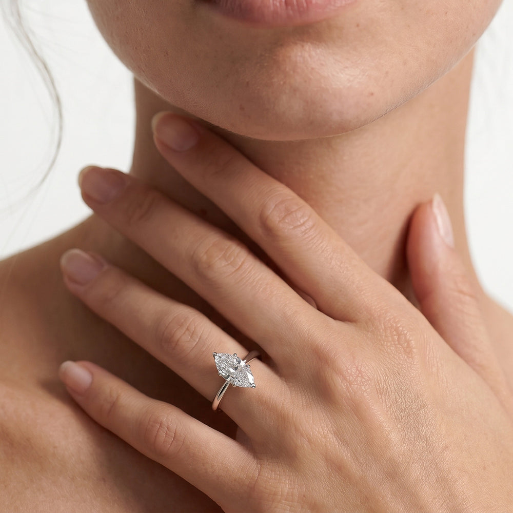 The Fleur Ring with Elongated Cushion Cut Diamond in 14KT Yellow Gold view 2
