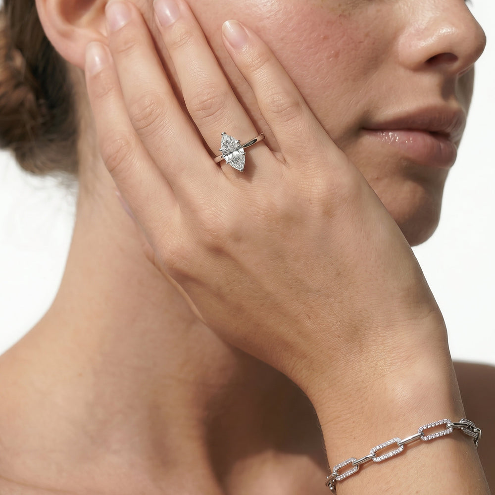 The Fleur Ring with Elongated Cushion Cut Diamond in 14KT Platinum view 3
