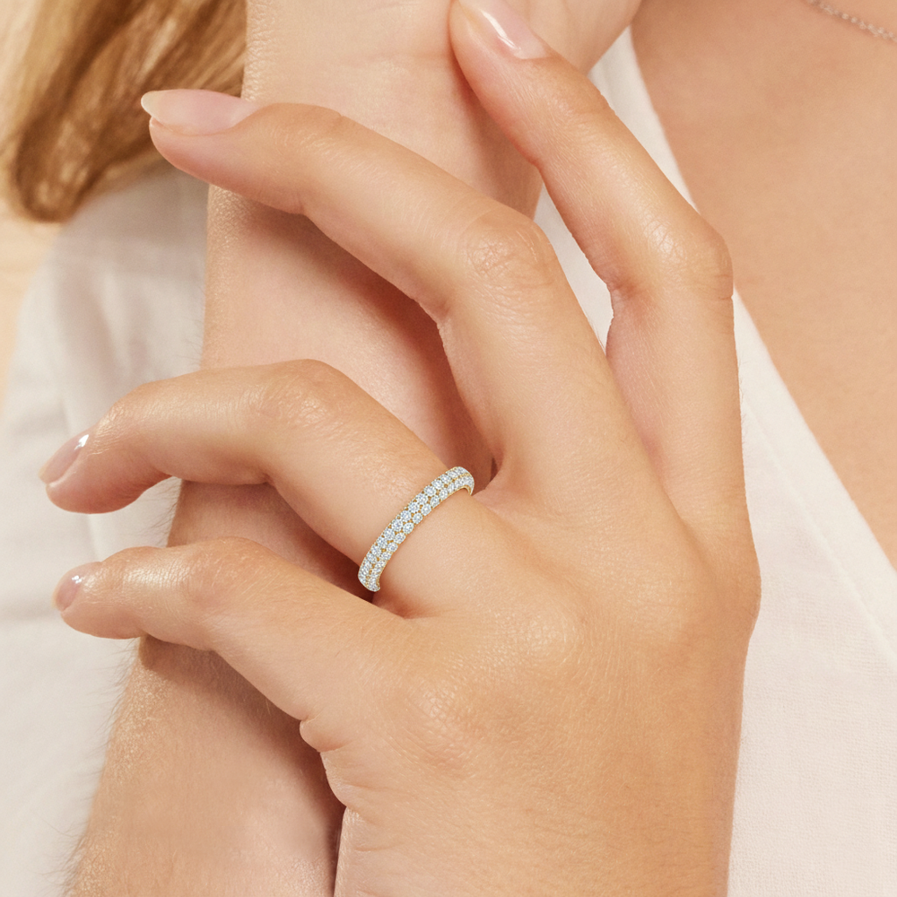 Model Wearing The Chrysler Edge Diamond Wedding Band view