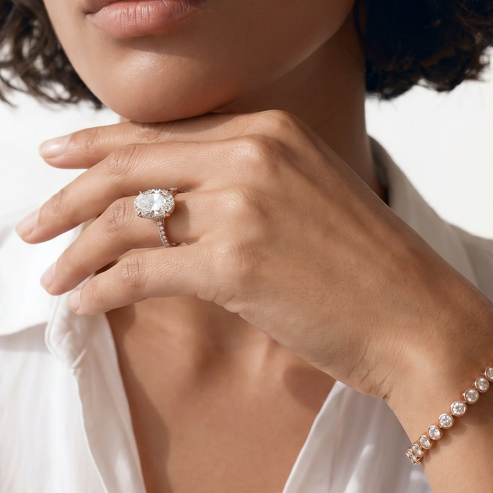 The Peony Ring with Cushion Cut Diamond in 14KT Rose Gold view 3
