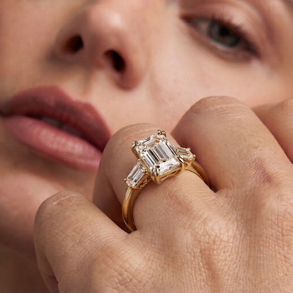 Antique Cushion Cut The Vivien Ring with Lab Grown Diamond in 14KT Platinum view 2
