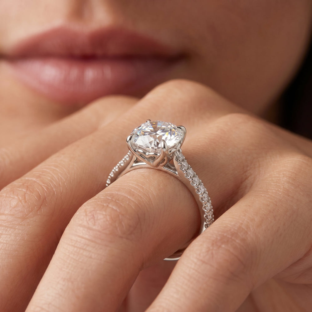 Antique Cushion Cut The Tulip Lumière Ring with Lab Grown Diamond in 14KT Yellow Gold view 2
